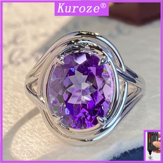 Kuroze แหวนเพชรอเมทิสต์ สีม่วง เข้ากับทุกการแต่งกาย แฟชั่นเรียบง่าย