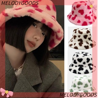 Melodg หมวกบักเก็ต ผ้ากํามะหยี่ขนนิ่ม แบบหนา ลายหัวใจน่ารัก ให้ความอบอุ่น เหมาะกับฤดูหนาว สําหรับชาวประมงกลางแจ้ง