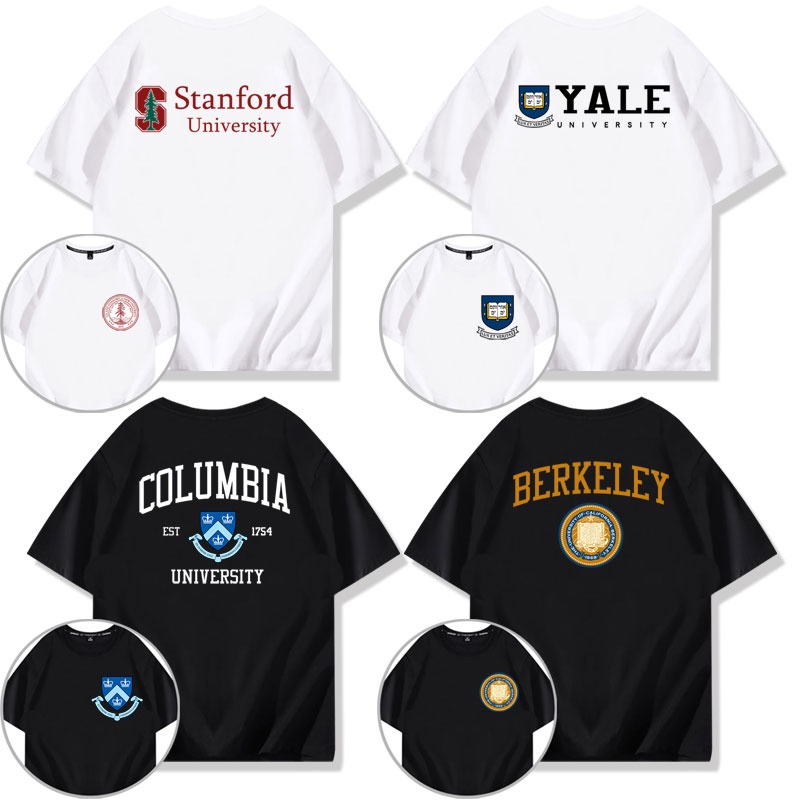 Berkeley Columbia Yale Stanford University เสื้อยืดแขนสั้นของที่ระลึก เสื้อผ้า Yale เสื้อยืด เทรนด์ช