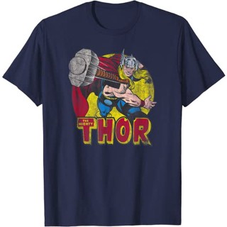 เสื้อยืด พิมพ์ลาย Marvel Mighty Thor Hammer สไตล์วินเทจ สําหรับผู้ใหญ่