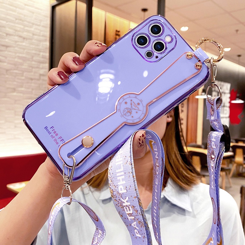เคส iPhone 15 14 13 12 11 Pro Max 15 Plus 14 Plus 13 12 mini 7 8 Plus 6 6s SE 2022 โทรศัพท์มือถือ พร้อมสายคล้องคอ หรูหรา สําหรับ