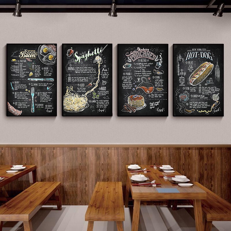 Nordic Burger พิซซ่าขนมขบเคี้ยวโปสเตอร์ Wall Art ผ้าใบสําหรับ Wall พิมพ์ภาพความงามร้านอาหารตกแต่งโรงแรม