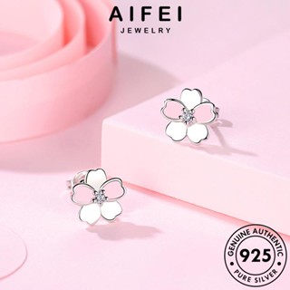 AIFEI JEWELRY ต่างหู แฟชั่น 925 ดอกไม้ที่เรียบง่าย ต้นฉบับ Silver ตุ้มหู ผู้หญิง เงิน เกาหลี แท้ ห่วง หนีบ เครื่องประดับ เครื่องประดับ E37