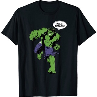 เสื้อยืดแขนสั้นผ้าฝ้ายแท้เสื้อยืดแขนสั้น พิมพ์ลายกราฟฟิค Marvel Comics Hulk Smash แฟชั่นสําหรับผู้ชาย และผู้หญิงS-4XL  4