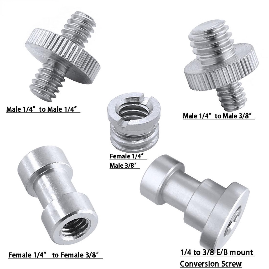 Bgning 5 in 1 อะแดปเตอร์สกรู ตัวผู้ ตัวเมีย ทนทาน 1/4 นิ้ว 3/8 นิ้ว สําหรับขาตั้งกล้อง แฟลช