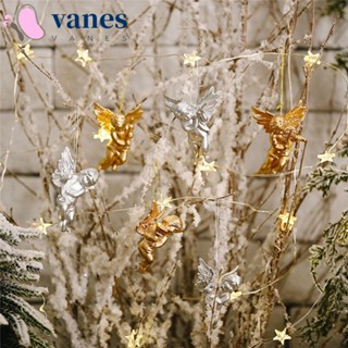 Vanes1 จี้รูปนางฟ้า ขนาดเล็ก สีทอง สีเงิน สําหรับตกแต่งต้นคริสต์มาส DIY 6 ชิ้น