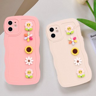 เคสโทรศัพท์มือถือ ซิลิโคนนิ่ม ใส ลายดอกไม้หน้ายิ้ม 3D สําหรับ iPhone 11 12 13 14 Pro MAX Plus Mini X XR XS MAX 6 S 7 8 Plus SE 2020 11Pro 12pro 13Pro