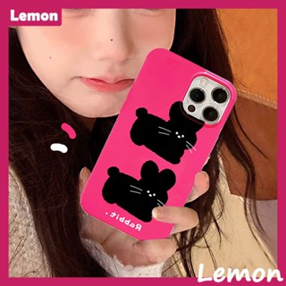 [Lemon] เคสโทรศัพท์มือถือนิ่ม ลายกระต่าย สีดําวาว สําหรับ Iphone 14pro 14promax 13 13pro 13promax 11 12 12pro 12promax XR XSMAX 7P 8P MINI