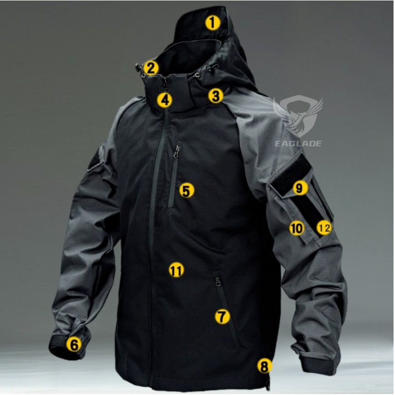 Eaglade เสื้อแจ็กเก็ตยุทธวิธี JT-QX2 กันน้ํา สีดํา สําหรับขี่รถจักรยานยนต์ - รูปที่ 3