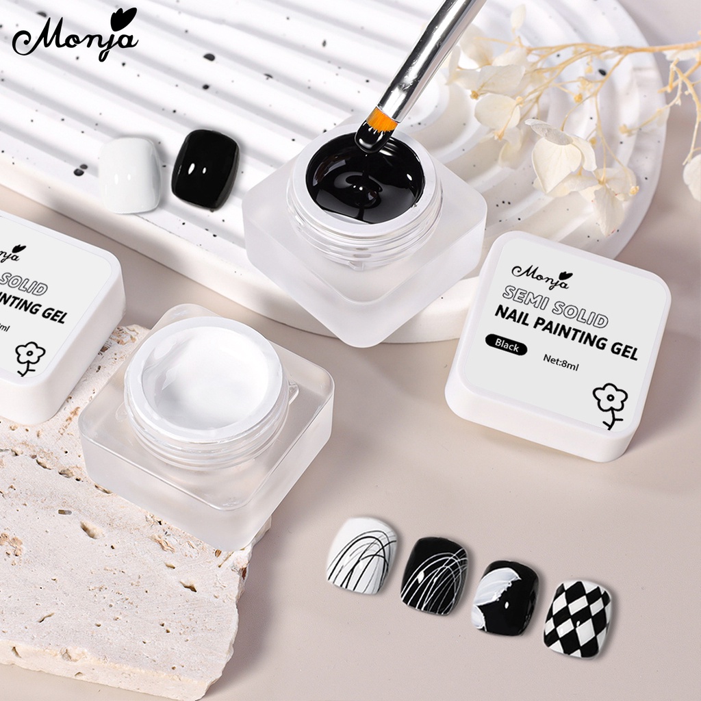 Monja ประติมากรรมเล็บเจล แกะสลักลายนูน ไม่ต้องเช็ด วาดภาพ แช่ออก ยาทาเล็บ ออกแบบเครื่องมือทําเล็บ - รูปที่ 4