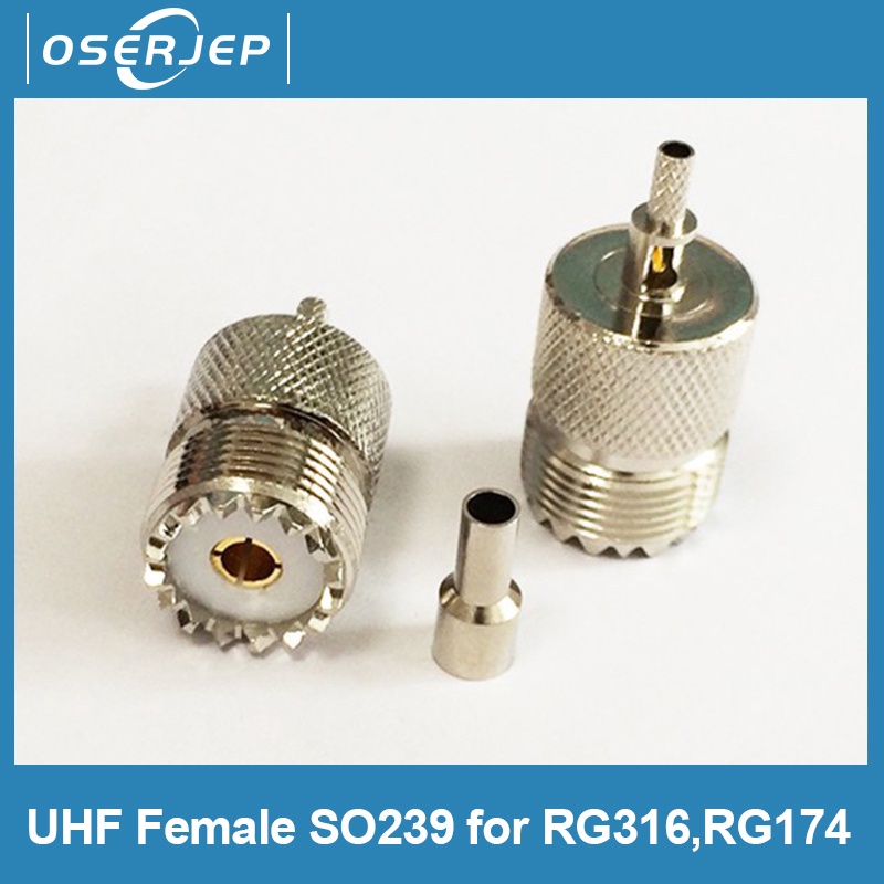 แจ็คเชื่อมต่อ UHF ตัวเมีย SO239 RF ชุบนิกเกิล สําหรับ RG316 RG174 LMR100 1 ชิ้น