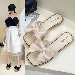 รองเท้าแตะส้นแบนผูกโบว์ใหม่ของผู้หญิง-SD0205