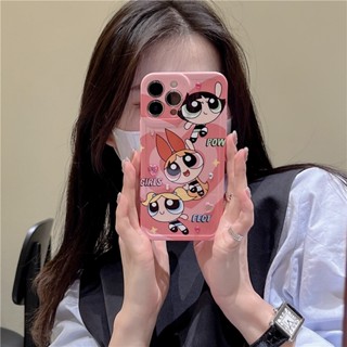 ใหม่ เคสโทรศัพท์มือถือ ฟิล์มกันรอย ลายการ์ตูน Powerpuff Girls น่ารัก กันกระแทก สําหรับ Apple Iphone 14 13ProMax 12 13pro 11 14pro