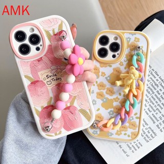 AMK Casing  Xiaomi Redmi Note 11 11S 10 10S Pro 9 9S 8 7 9A 10A 9C 10C 9T Mi 11T POCO X3 NFC M3 PRO X3 GT 4G 5G Clear Aesthetics Tulip &amp; Bracelet Shockproof phone case STXPN