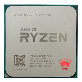 ซ็อกเก็ต AMD Ryzen 3 2200GE R3 2200GE 3.2 GHz 14NM Quad-Core CPU 35W YD2200C6M4MFB AM4