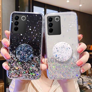 ขายดี เคสโทรศัพท์มือถือ Tpu แบบนิ่ม ลายกากเพชร หรูหรา พร้อมขาตั้ง สําหรับ VivoV27 VIVO V27 Pro V27Pro V27e 2023 VIVO S16 S16e V21e V23 Pro 4G 5G