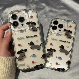 เคสโทรศัพท์มือถือใส กันกระแทกสี่มุม ลายลูกสุนัข สําหรับ iPhone 11 14 14pro 14plus 13 13mini 13pro 13prm iPhone12 7Plus 8Plus Xr XS 13 12mini Pro Max