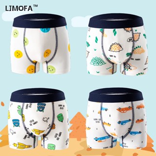 LJMOFA KIDS กางเกงชั้นใน ผ้าฝ้าย พิมพ์ลายการ์ตูน ป้องกันแบคทีเรีย ใส่สบาย สไตล์โมเดิร์น สําหรับเด็กผู้ชาย อายุ 2-13 ปี 4 ชิ้น