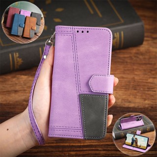 เคสโทรศัพท์หนัง TPU นิ่ม ฝาพับ พร้อมช่องใส่บัตร และสายคล้อง สําหรับ OPPO Find X5 Reno 8 Realme C30 A17 4G 5G