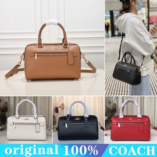 COACH f79946 Rowan Satchel กระเป๋าสะพายผู้หญิง/กระเป๋าบอสตันแบบพกพา/ขนาดใหญ่/กระเป๋าถือหนังวัว