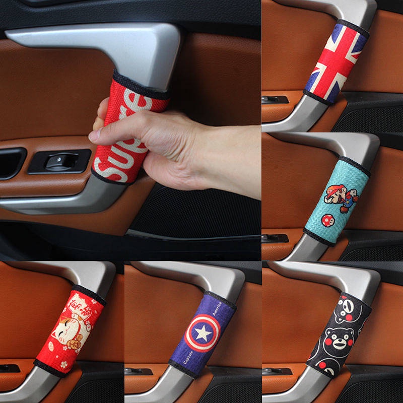Cartoon Car Door Gloves Cute Handle Protective Cover Ceiling Handle Cover Four Seasons Car Interior Design Supplies Female mZtQ