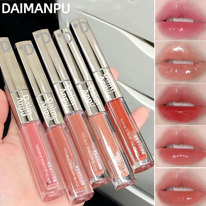 Daimanpu ลิปทินท์เคลือบริมฝีปาก แบบสองหัว ขนาดเล็ก สีเงิน เนื้อแมตต์ ติดทนนาน