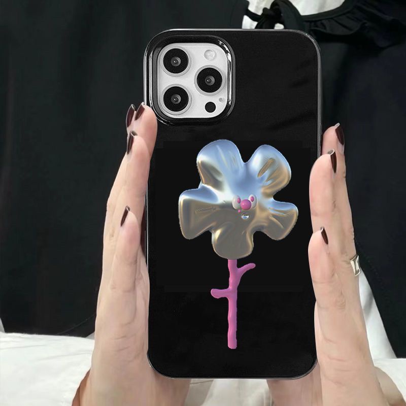 เคสโทรศัพท์มือถือ สีดํา เรียบง่าย สไตล์เกาหลี สําหรับ Apple Iphone 8p 11 12 13 นิ้ว x APXE