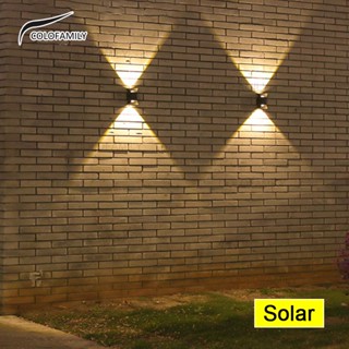 ไฟโซล่าเซลล์ติดผนัง Solar light Led กันน้ํา ไฟแต่งสวนภายนอก ไฟตกแต่งสวน wall lamp