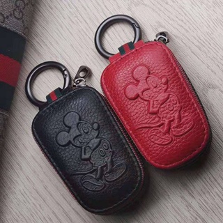 2023 Cowhide Auto Car Key Case Key Bag Men and Women Compact Mini Cartoon Korean Cute Leather Car keycase Fashion key bag