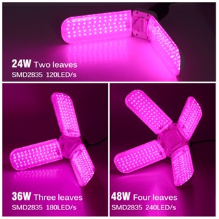 Power Light ไฟปลูกต้นไม้ LED Grow Light Full Spectrum 24w 36W 48W E27 หลอดไฟปลูกต้นไม้ ไฟต้นไม้ สําหรับปลูกพืชเรือนกระจก