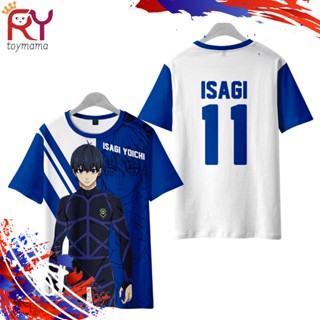 เสื้อยืดลําลอง คอกลม แขนสั้น พิมพ์ลาย Isagi Yoichi Chigiri Hyoma 3D สีฟ้า สําหรับเด็ก