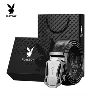 Playboy เข็มขัดหนังผู้ชาย หัวเข็มขัดอัตโนมัติ ใหม่ระดับไฮเอนด์ ระดับไฮเอนด์ กล่องของขวัญหนัง