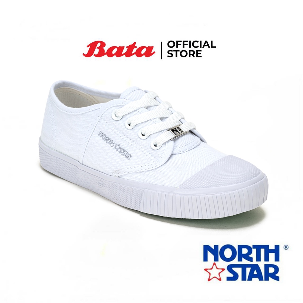 ฺBata บาจา by North Star รองเท้าผ้าใบพละนักเรียน แบบผูกเชือก วัยประถมศึกษาและมัธยมศึกษา สวมใส่ง่าย สำหรับเด็กผู้ชาย รุ่น North Star สีขาว รหัส 3291613