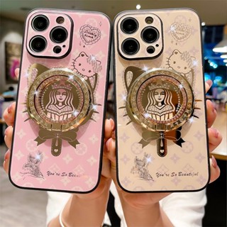 เคสโทรศัพท์มือถือ พร้อมขาตั้งแม่เหล็กดูด หรูหรา สําหรับ iPhone 15 14 PRO MAX 12 PRO MAX 13 PRO MAX 14PLUS 11 PRO MAX 15 PLUS