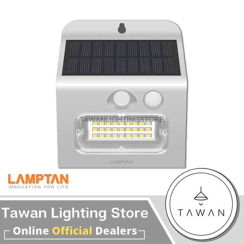 The Lamp Lamptan โคมไฟติดผนัง โซล่าเซลล์  LED Solar Smart Sensor รุ่นLunar 3W แสงนวล ทำงานได้ 3 ระบบ