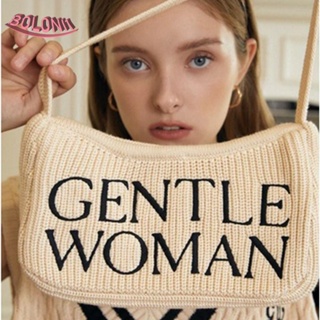 Bo Gentlewoman กระเป๋าสะพายไหล่ กระเป๋าเมสเซนเจอร์ ผ้าถัก แบบพกพา พิมพ์ลายตัวอักษร เรียบง่าย แฟชั่นไทยไทย สําหรับนักเรียน