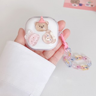 Ins เคสใส แบบนิ่ม ลายการ์ตูนน่ารัก พร้อมสายโซ่คล้อง สําหรับ Samsung Galaxy buds live buds 2 2pro buds Pro