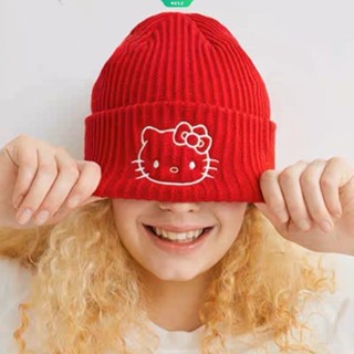 SANRIO ใหม่ หมวกแก็ปลําลอง ผ้าถักหนา ปักลายการ์ตูน Hello Kitty แฟชั่นฤดูใบไม้ร่วง และฤดูหนาว สําหรับผู้ใหญ่ ผู้หญิง 2023