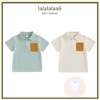 Laa6 เสื้อยืดแขนสั้น คอปก สีตัดกัน แฟชั่นฤดูร้อน สําหรับเด็กผู้ชาย