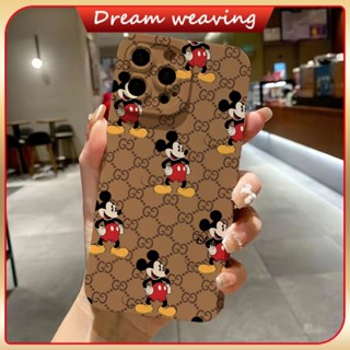 Mickey high-end cat น่ารัก Apple โทรศัพท์มือถือกรณีเหมาะสำหรับ iPhone 11 12 13 14Pro MAX 7 8 Plus XR X XS MAX Simple สุทธิสีแดง anti-drop ป้องกันกรณี