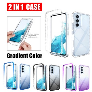 Transparent Case For Samsung Galaxy A14 A24 A34 A54 A04E A04 A04S A13 A23 A33 A53 A73 A03S Casing PC+TPU Gradient Color Shockproof Back Phone Case For A22 A32 A52 A52S A72 S23 Ultra S22 Plus S23+ Bumper Protection Cover