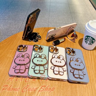 เคส OPPO Reno 8 8T 8Z 7 7Z 6 6Z 5 4 2F 4G 5G Reno8 Z T Reno8T Reno8Z Reno7 Reno7Z Reno6 Reno6Z Reno5 Reno4 Reno2 F Reno2F Plating Golden Frame KT Rabbit Makeup Mirror Soft Case