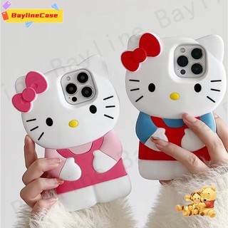 Ốp Điện Thoại Silicone Mềm Cảm Biến Hình Hello Kitty Cho iPhone 11 14 12 13 Pro Max SE 2020 X Xr Xs Max 8 7 6 Plus