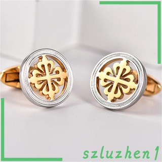 [Szluzhen1] Stylish Cufflinks Round Dress Shirt Cuff Links for Wedding Cocktail Party