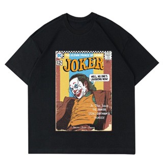 พร้อมส่ง ผ้าฝ้ายบริสุทธิ์ T-shirt     JOKER "DC COMICS"  T-SHIRT VINTAGE COMICS DC   BAJU HITAM KARTUN SUPERHERO   PRIA