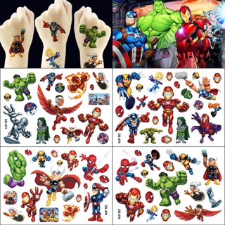 สติกเกอร์รอยสักชั่วคราว ลายการ์ตูน The Avengers DIY สําหรับเด็ก