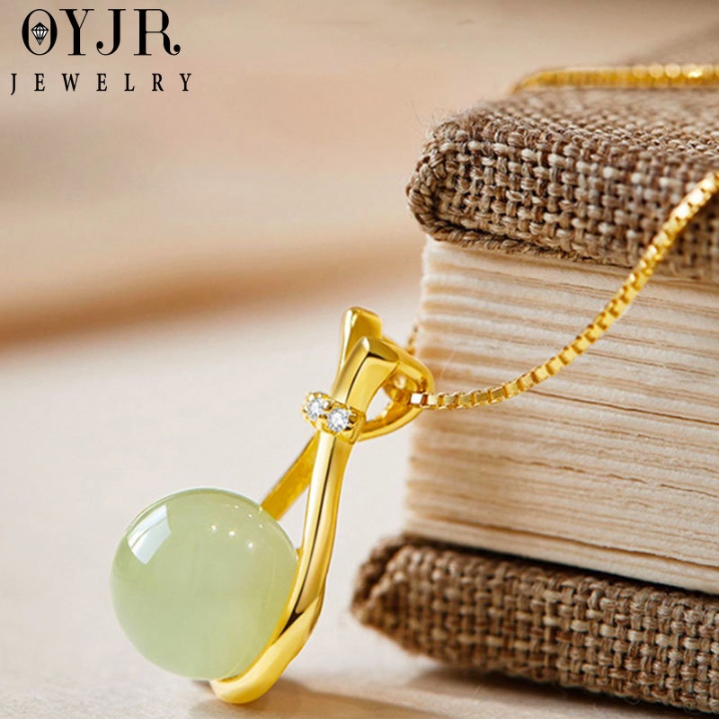 OYJR สร้อยคอสแตนเลส จี้รูปกระเป๋าหยก สร้อยคอผู้หญิงแฟชั่นสวยๆ