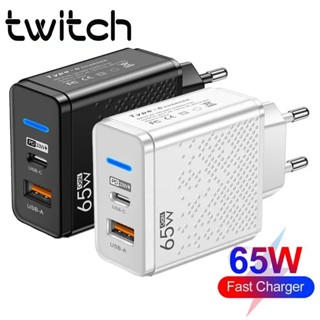 Twitch อะแดปเตอร์ชาร์จโทรศัพท์มือถือ USB C Type C 65W ปลั๊ก EU US