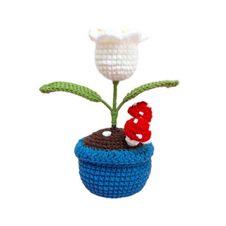 Birthday Home Gift Indoor Valentines Day Decorations With Night Lights Lily Of Valley Crochet Artificial Pots