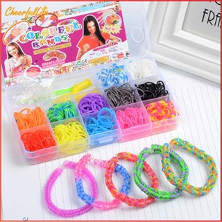 ❉ Cheerful ยางรัดผมหางม้า แบบยืดหยุ่น สีรุ้ง DIY 600 ชิ้น ต่อกล่อง